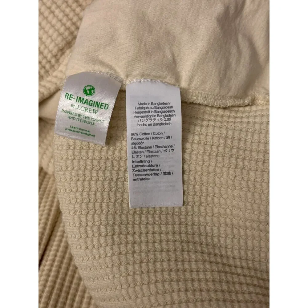 J Crew Shirt Jacket XXL Womens Waffle Knit Ivory Cream Snap Front